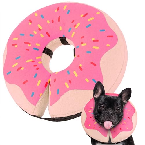 Image of Gimars Large Inflatable Dog Cone Alternative Dog Donut Collar After Surgery, Soft Neck Pillow Recovery Cone, Elizabethan Collar Alternative for Medium Dogs