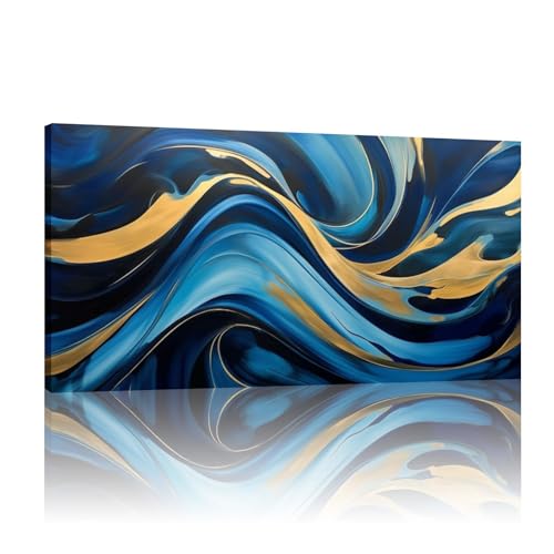 Toile abstraite dorée ZHMANLUCK 90x178 cm grand format avec cadre bois