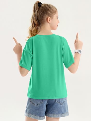 Image of Girls Short Sleeve T Shirts Kids Summer Crewneck Tops Basic Tees 5-14 Years
