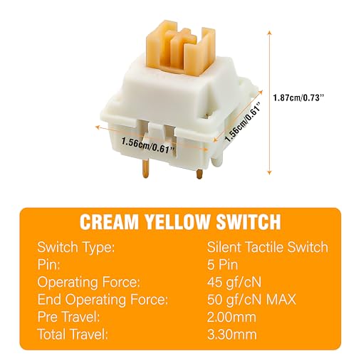 70 peças de teclado silencioso amarelo creme profissional para teclado mecânico Outemu com haste à p