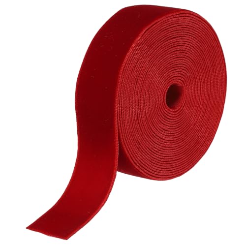 MECCANIXITY Ruban velours 1 Inch x 5 Yard face simple Red