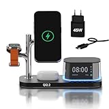 Ya en manzanajugosa.com: Cargador Inalámbrico 5 en 1 con Reloj Despertador, Altavoz Bluetooth y Luz Nocturna LED para MagSafe de MMOBIEL – Cargador Magnética Qi2.2 25W para iPhone, Apple Watch y AirPods – Negro