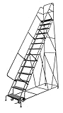 Tri-Arc UKDSR114246 U-Design Configurable 14-Step, 56 Degree Incline Rolling Ladder with 24' Wide Perforated Tread