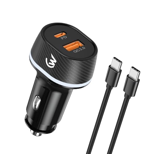 Image of 32W+20W Fast Car Charger with Dual Output (32W Type C PD & 20W USB-A QC3.0) Compatible with All Cars Smartphones & Tablets (Black)