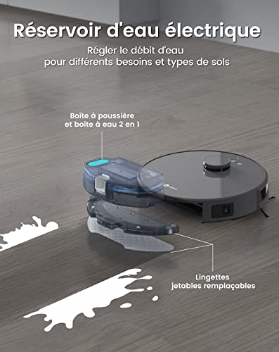 Lefant Staubsauger Roboter, Saugroboter mit No-Go-Zonen 5500Pa Saugleistung 200min Laufzeit, Mehrstufiges Mapping, Saug und Wischroboter für Tierhaare, Teppiche und Hartböden