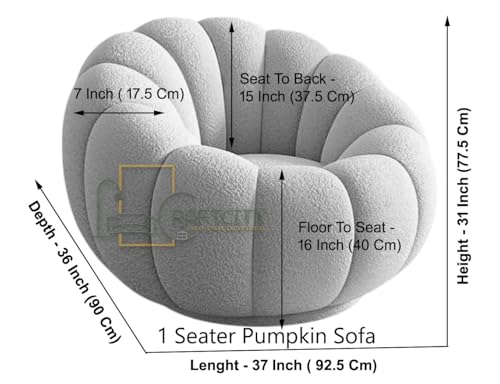 Image of CRAFTCITY 5 Seater Pumpkin Sofa Set /Premium Modern Tufted Living Room Furniture Collection
