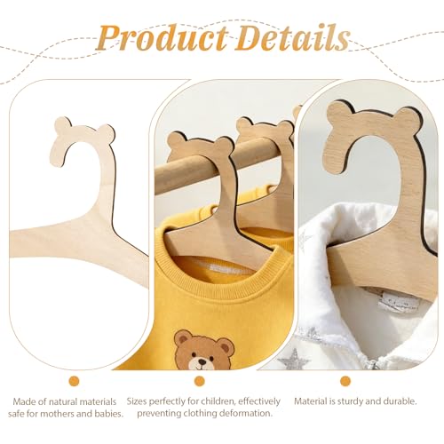 JJUNW 10 Stück Baby Kleiderbügel Aus Holz, Babykleiderbügel rutschfest Kinderkleiderbügel Für Kleidung Kleider Und Mäntel