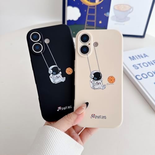 Yonds Queen for iPhone 17 Cute Case, Cool Cartoon Swing Astronaut Planet Moon Space Design Stylish Soft TPU Bumper Shockproof Anti-Slip Protector Fashion Case (Black Planet, iPhone 17) - 4