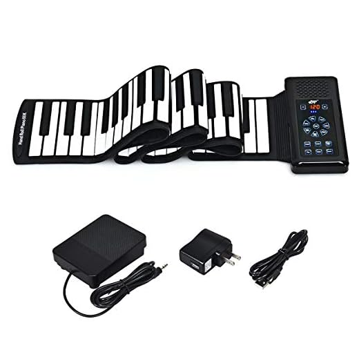 Costzon Roll Up Piano - Electronic 88 Keys Portable Piano Upgraded Silicone Touch Panel Keyboard with Bluetooth, MP3, Sustain Pedal, Recording, Built-in USB Rechargeable for Beginners Gift (Black)