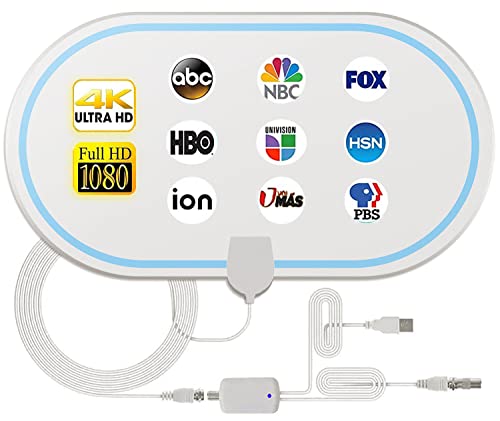 TV Antenna for Smart TV, 2023 Amplified HD Digital TV Antenna Long 250+ Miles Range TV Antenna Support 4K 1080p All TVs, Digital Antenna with Amplifier Signal Booster Indoor/Outdoor 16ft HDTV Cable