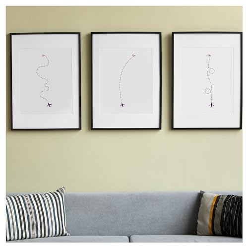 Kayra Decor Airplane Dotted Line Route Wall Stencil for Art and Craft - Size 16 Inch x 24 inch.