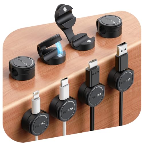 8-Pack Silicone Cord Organizer Magnetic Cable Clips Adhesive Cable Management Under Desk Wire Hider FLYLEAD Desktop Cable Organizer for Phone Office Workspaces Desk Organization Home Accessories