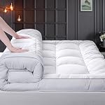 HYPREST Haut de l'oreiller Matelas Topper King, Matelas extra épais Topper 1300 GSM Alternative vers le bas 100% Coton en peluche douce Lit Topper 8-24" poche profonde