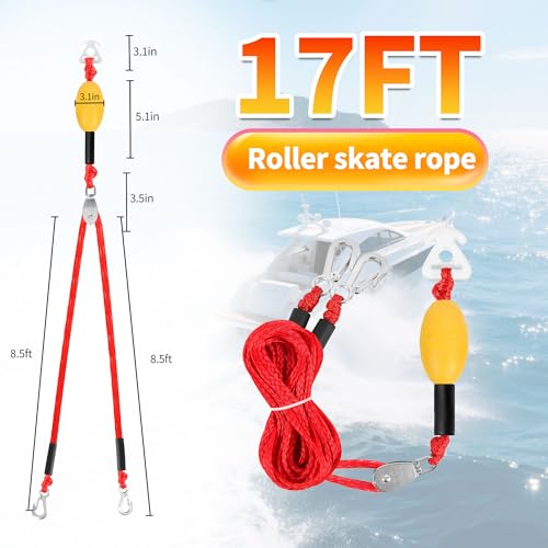 Heavy Duty Floating Tow Rope with Float Ball - Premium Watersports Towable Tubes for Boating, Water Skis, and Wakeboards (Red, 17FT-with Foat Ball) - Thumbnail 2