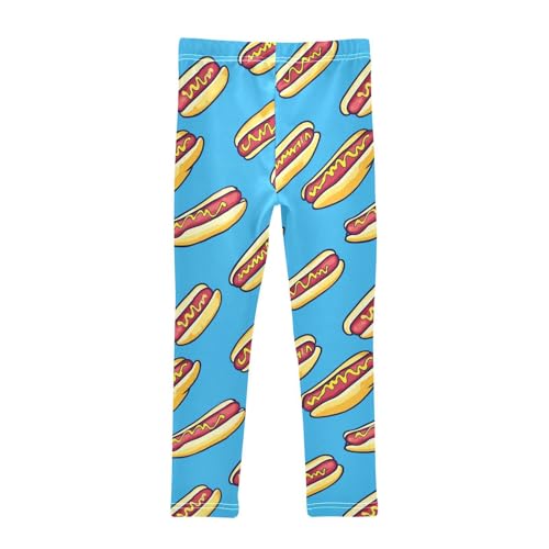 Hot Dogs Girls' Leggings Toddler Doodles Blue Kids Yoga Pants Dance Active Tights 4T2