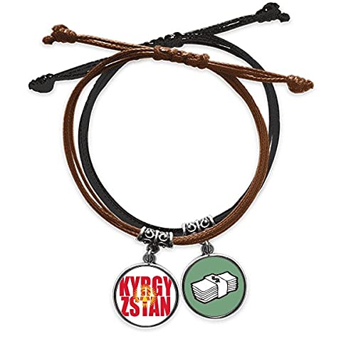 Pulsera de Kirguistán en cuero trenzado con acabados detallados a mano