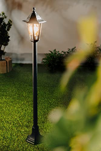 CGC Lighting Farol de poste para exteriores, bolardo, pedestal, farol, pilar, camino, tradicional, vintage, luz para jardín