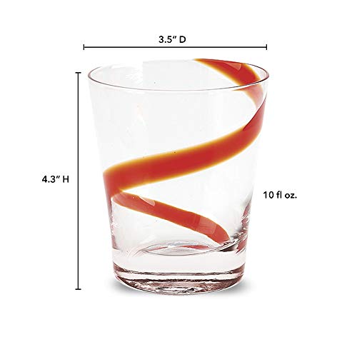 Impulse! Swirl Red Designed Rocks Glasses, Set Of 4 #TOP2