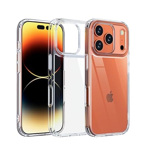 ONES Polecane Etui na iPhone 17 Pro Max, Przezroczyste Nieżółknące, Szkło Tylne PC + Miękkie Boki TPU, Ochrona przed upadkiem klasy wojskowej°, Super Cienkie i Przejrzyste, i Ładowaniem Bezprzewodowym