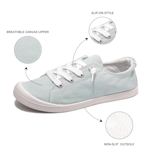 Image of Womens Slip On Shoes, Canvas Low Top Sneakers, Casual Classic Flat Shoes | Comfort Fashion Sneaker with Non Slip Rubber Outsole, Lightweight Tennis Shoes for Walking, Shopping, Picnic, Travel