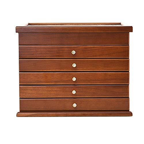 QTT Jewelry Box Wooden Storage Box for Ring Jewelry Multi-Layer High Capacity Classic Velvet Versatile Jewelry Ring Gift Box Jewelry Box for Women (Color : Walnut Color)