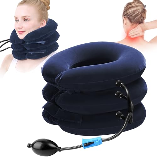 Consejos para Comprar Almohadas hinchables - solo los mejores. 46 Dispositivo De Tracción Cervical, Inflable De Aire Portátil,Cervical Collar,Almohada de Cuello Hinchable y Ajustable,Estirador De Cuello Para Alineador De Cervicales,Alivia El...
