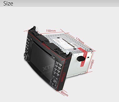Diagram showing the dimensions of the XTRONS car stereo unit in millimeters, including width, height, and depth.