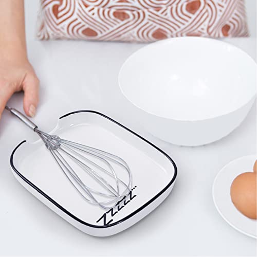 Image of FANGSUN Ceramic Spoon Rest, Coffee Spoon Holder, Cream White