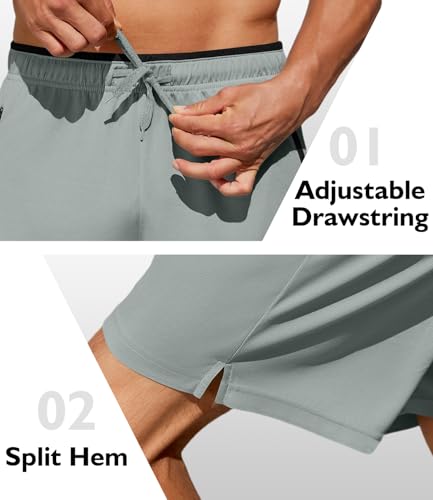 PINSPARK Men's 7" Mesh Quick Dry Athletic Running Shorts w/ Zipper Pockets - image 5