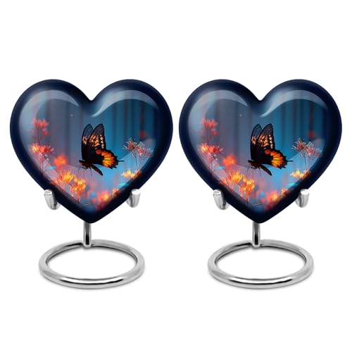 Image of Butterfly Urn Keepsake Cremation Urn for Ashes for Women & Men 3 Inch 2 Qty | Decorative Cremation Urns Burial Keepsake for Men & Women