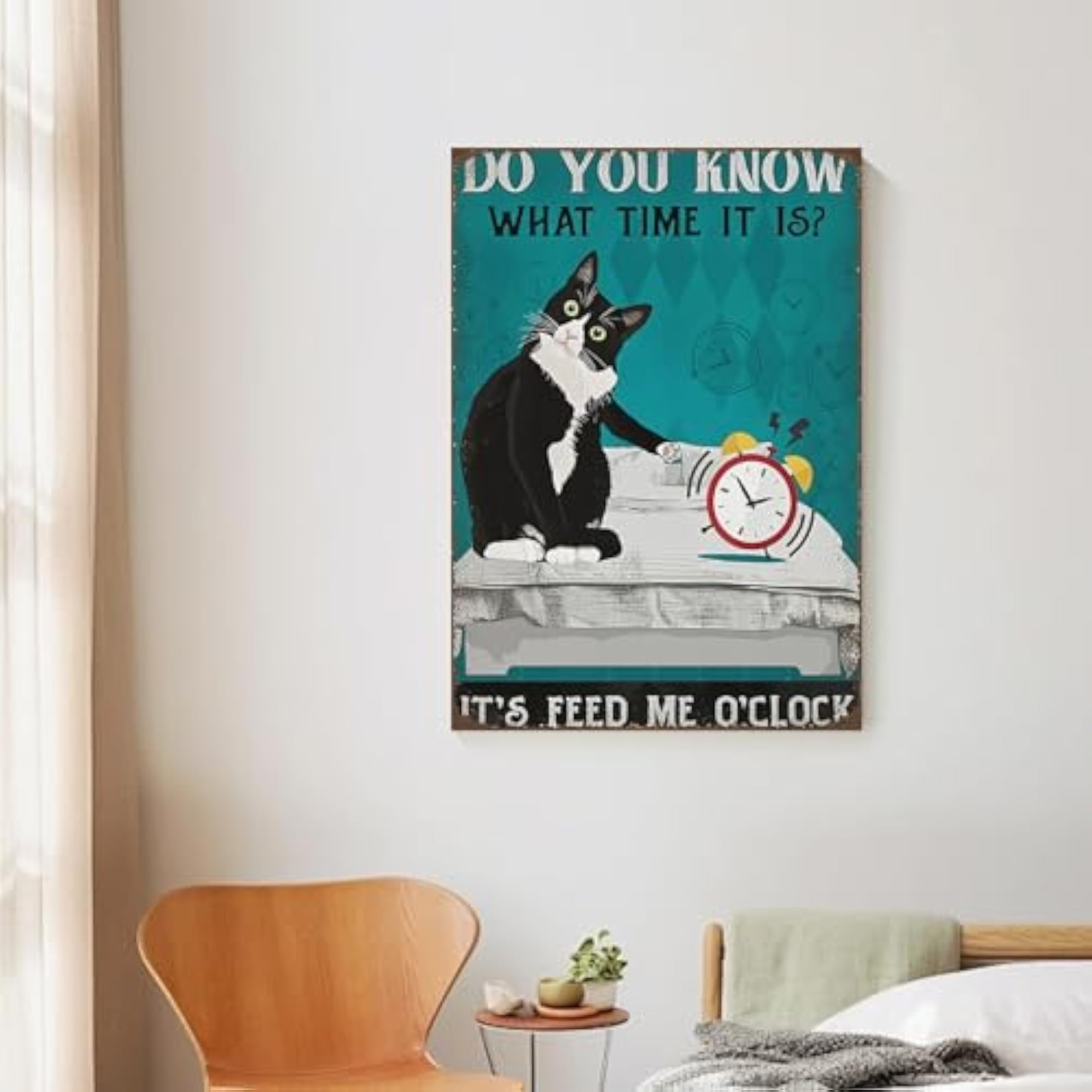 Funny Cat Canvas Wall Art with Hooks