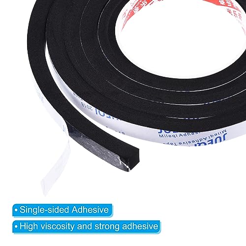 PATIKIL 2m/6.6ft Sealing Foam Tape, 12mm Wide 10mm Thick Single Sided Weather Stripping Door Seal Strip for Window Door Insulation, Black - Image 4