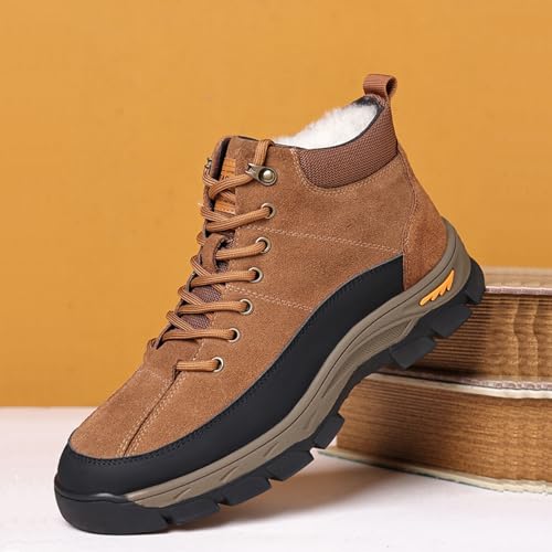 Men's Genuine Leather Lace-up Hiking Boots Fashion Suede Waterproof Plus Velvet Warm Snow Boots Outdoor Casual Non-Slip Slip-on Chukka Boots4