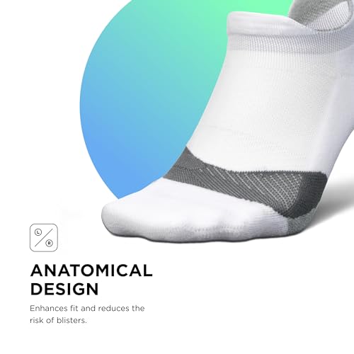 Feetures Elite Light Cushion No Show Tab Ankle Socks - Sport Sock with Targeted Compression - New White, S (6 Pair)4