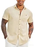 Yousify Mens Button Down Shirts Short Sleeve Waffle Knit Summer Casual Shirt Lightweight Beach Tops with Pocket