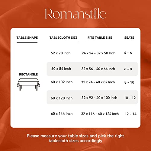 Romanstile Jacquard Rectangle Tablecloth - Waterproof Damask Floral Pattern Decorative Table Cloths Heavy Weight Fabric Table Covers For Dinner/Parties/Outdoor - 52 X 70 Inch,Rust Red #TOP5