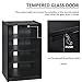 HOMCOM Media Cabinet, 4-Tier Stereo Cabinet, Record Player Stand with Vinyl Record Storage, Adjustable Shelves, Tempered Glass Doors and Cable Management, Distressed Black