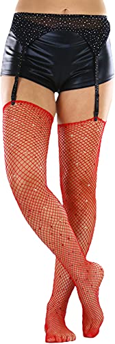 Image of ToBeInStyle Women's Seductive Punk Rock Basic Unfinished Rawedge Fishnet Thigh Highs