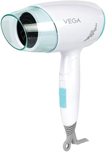 Vega Insta Look 1400 Watts Foldable Hair Dryer for Women with Automatic Cut-Off, Cool Shot Button & 3 Heat/Speed Settings, Foldable Handle with Non Slip Grip Handle, (VHDH-23)