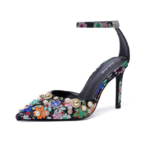 Black Floral-Print Pumps