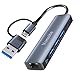 USB LAN Adapter 1000M,USB C auf Ethernet Adapter RJ45 Gigabit Netzwerkadapter 5 in 2 Multiport Hub Netzwerk mit 3*usb 3.0 & Typ-C Port, LAN NetzwerkAdapter für i-Phone 16/15/MacBook/Windows/Mac/Linux