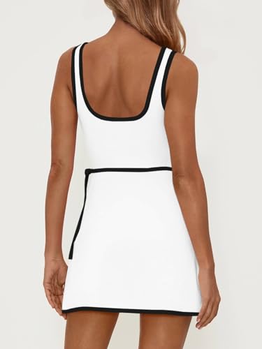Fisoew Womens Workout Tennis Dress with Built in Shorts and Bra Sleeveless Cutout Wrap Tie Waist Golf Athletic Romper3
