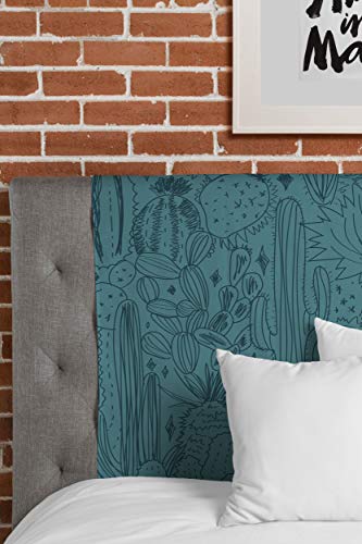 Image of Society6 Society 6Doodle by Meg Cactus Scenes in Blue Tapestry, 60 in x 80 in, Multi