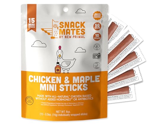 Image of New Primal Snack Mates Chicken & Maple Mini Meat Sticks, 15 Count
