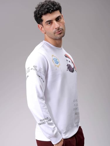 Image of The Indian Garage co Men Regular Fit Placement Print Overhead Crewneck Sweatshirts