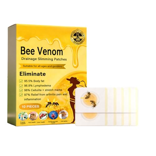 Drainage Slimming Patches with Bee Venom Natural Lymphatic Drainage Patch for Body Contouring and Cellulite Reduction Breathable Firming Stickers for Waist Abdomen and Limbs Skin-Friendly 10 PCS