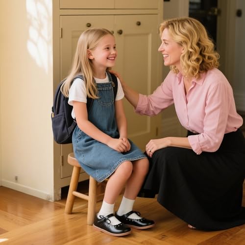 Image of Flaryzone Toddler Little Girl Mary Jane School Uniform Oxfords Flat Dress Shoes