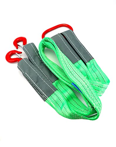 Qwork Two Leg Bridle Web Sling, 4409Lb Capacity 4.92Ft Sling, Strong Tuff-Edge Polyester Material, Safety Ring Hook #TOP17