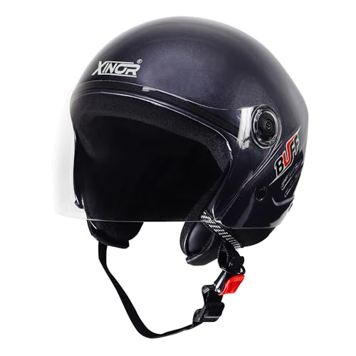 Image of Open Face Motorcycle Helmet for Men & Women | ISI Certified | Lightweight Helmet with Clear Visor - Medium