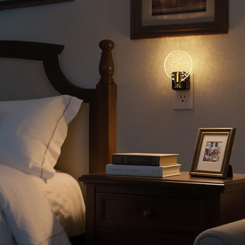 Image of DORESshop LED Night Light[2 Pack], Decorative Night Light Plug Into Wall | Dusk-to-Dawn Sensor, Dimmable Nightlights for Bathroom Hallway, Bedroom,Kids Room,Stairway, Soft White